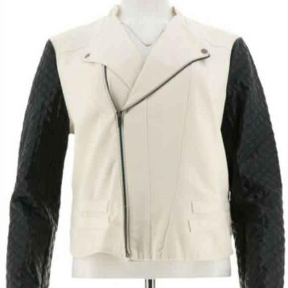 NWT VIEW WALTER BAKER QUILTED SLEEVE MOTO JACKET 10 - Picture 1 of 11